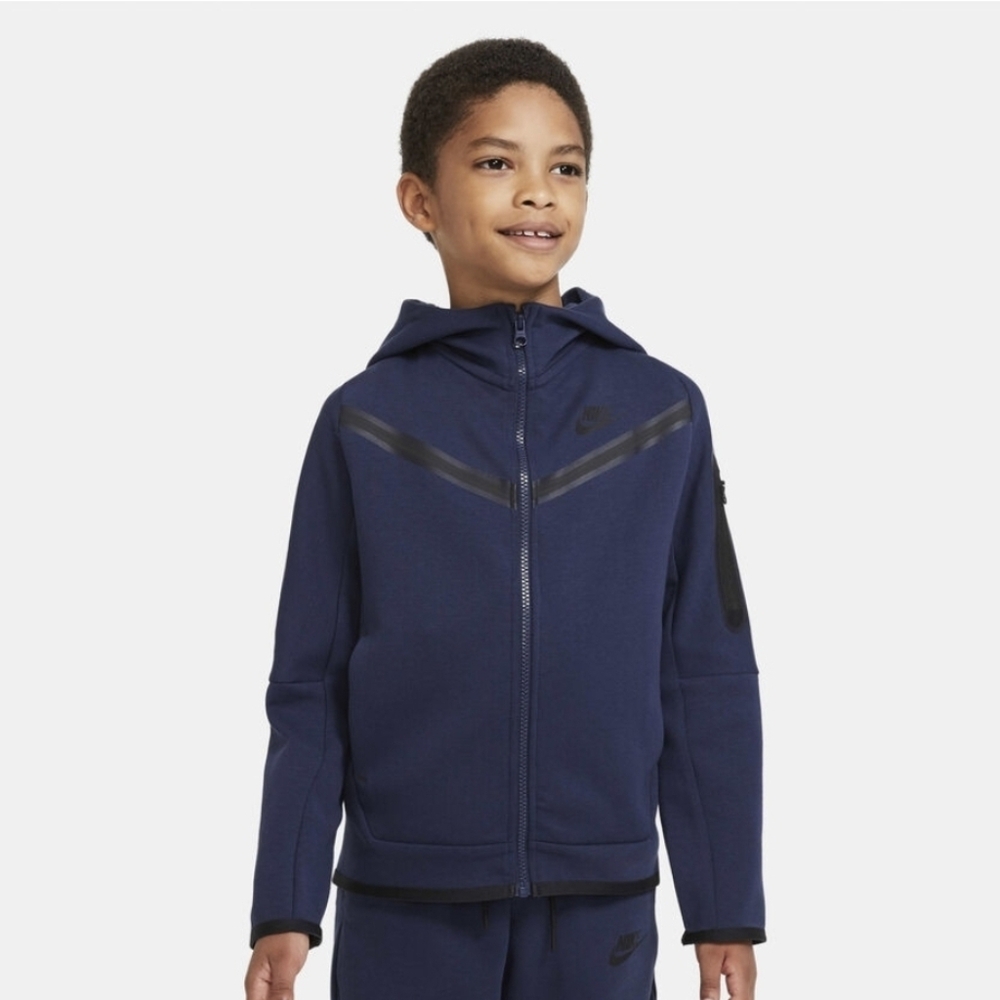 Nike Tech Fleece Full-Zip Jacket In Midnight Navy & Black, Size Small